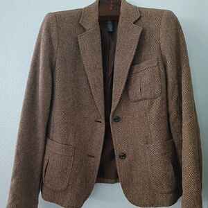 Chaps Herringbone Brown Blazer